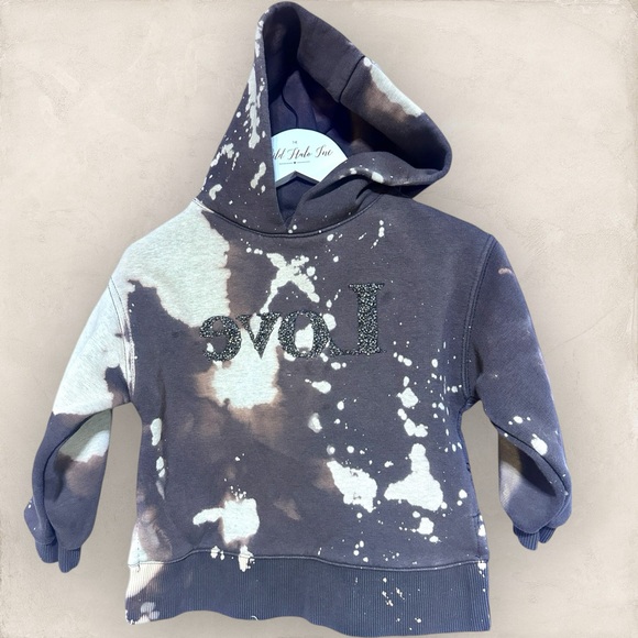 Zara Street Distressed LOVE sweatshirt Acid Bleached Tan Cream Brown SZ 5 Hoodie - Picture 14 of 14